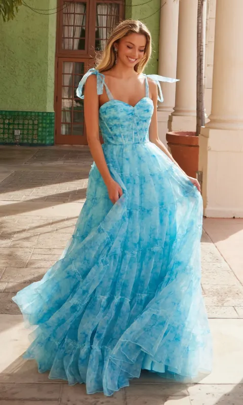 Tie-Dye Long Ruffle Prom Dress: Nox Anabel T1501 sold by PromGirl