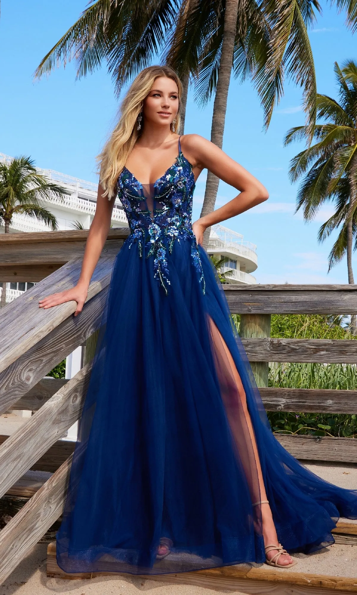 Lace-Up Long A-Line Prom Dress: Nox Anabel G1649 sold by PromGirl product image thumbnail 5