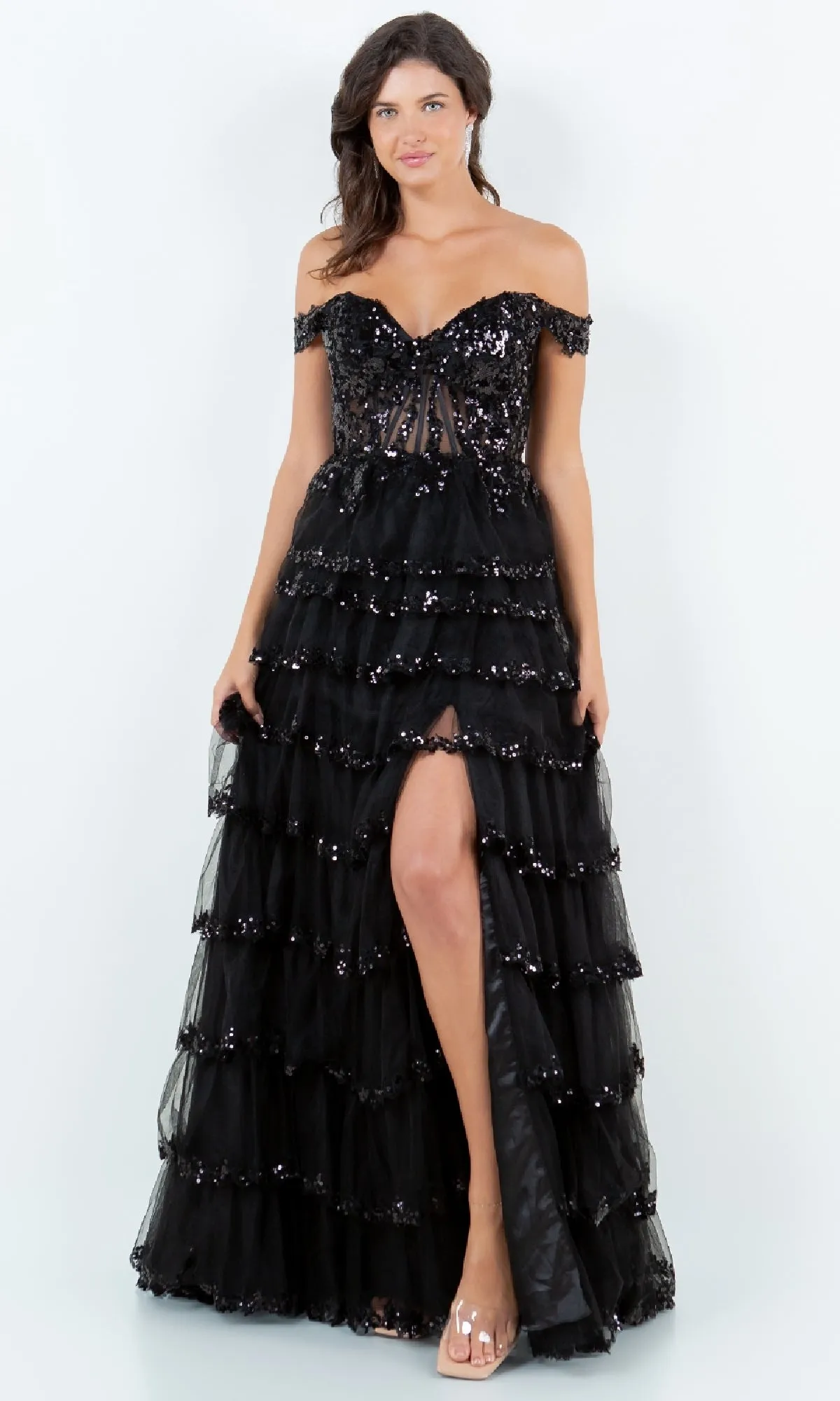 Ruffle Prom Ball Gown: Cinderella Couture 8228J sold by PromGirl product image thumbnail 5