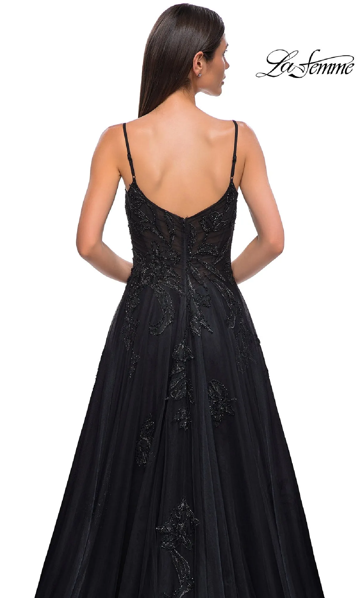 Long Black Glitter Prom Dress: La Femme 32781 sold by PromGirl product image thumbnail 5