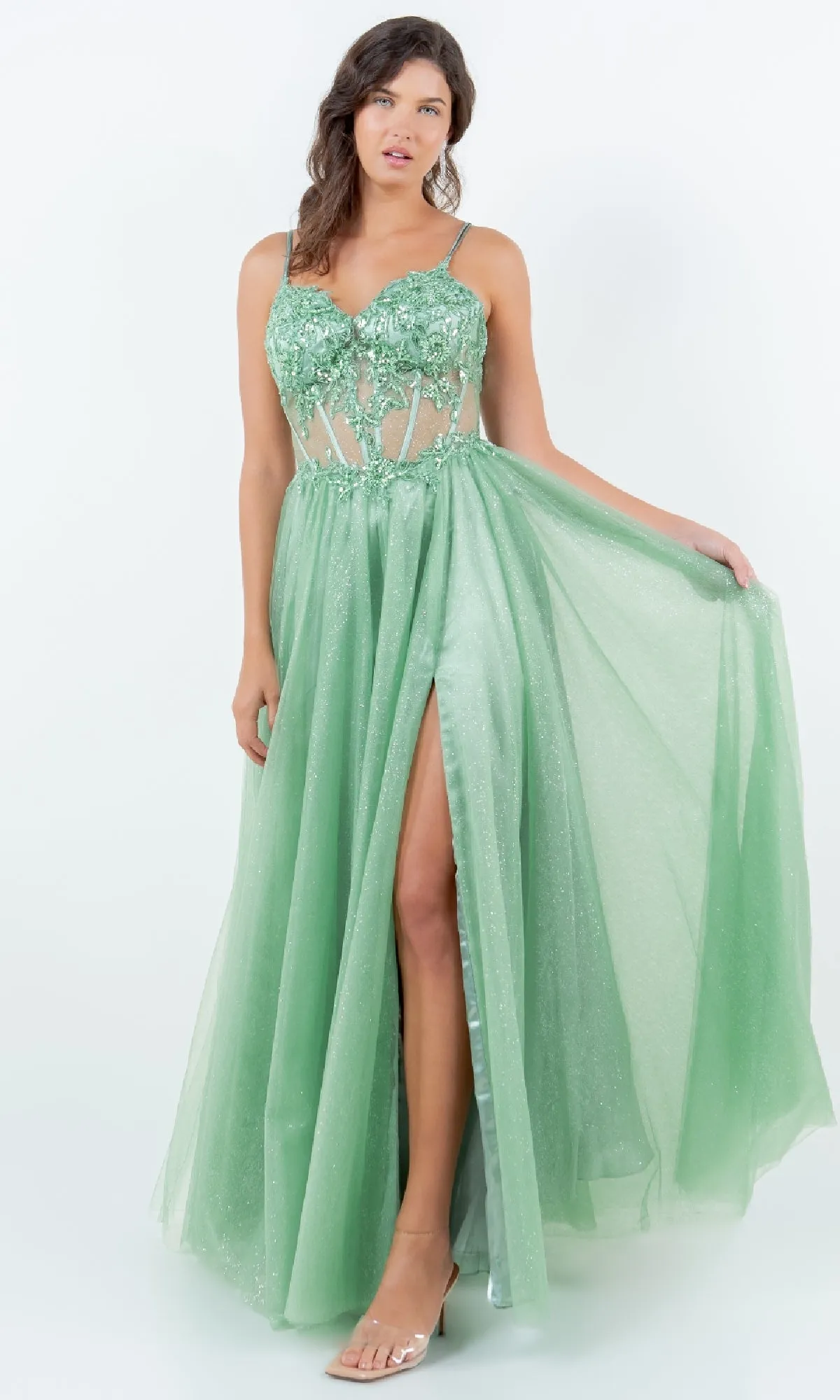 Long Glitter Prom Dress: Cinderella Couture 8238J sold by PromGirl product image thumbnail 4