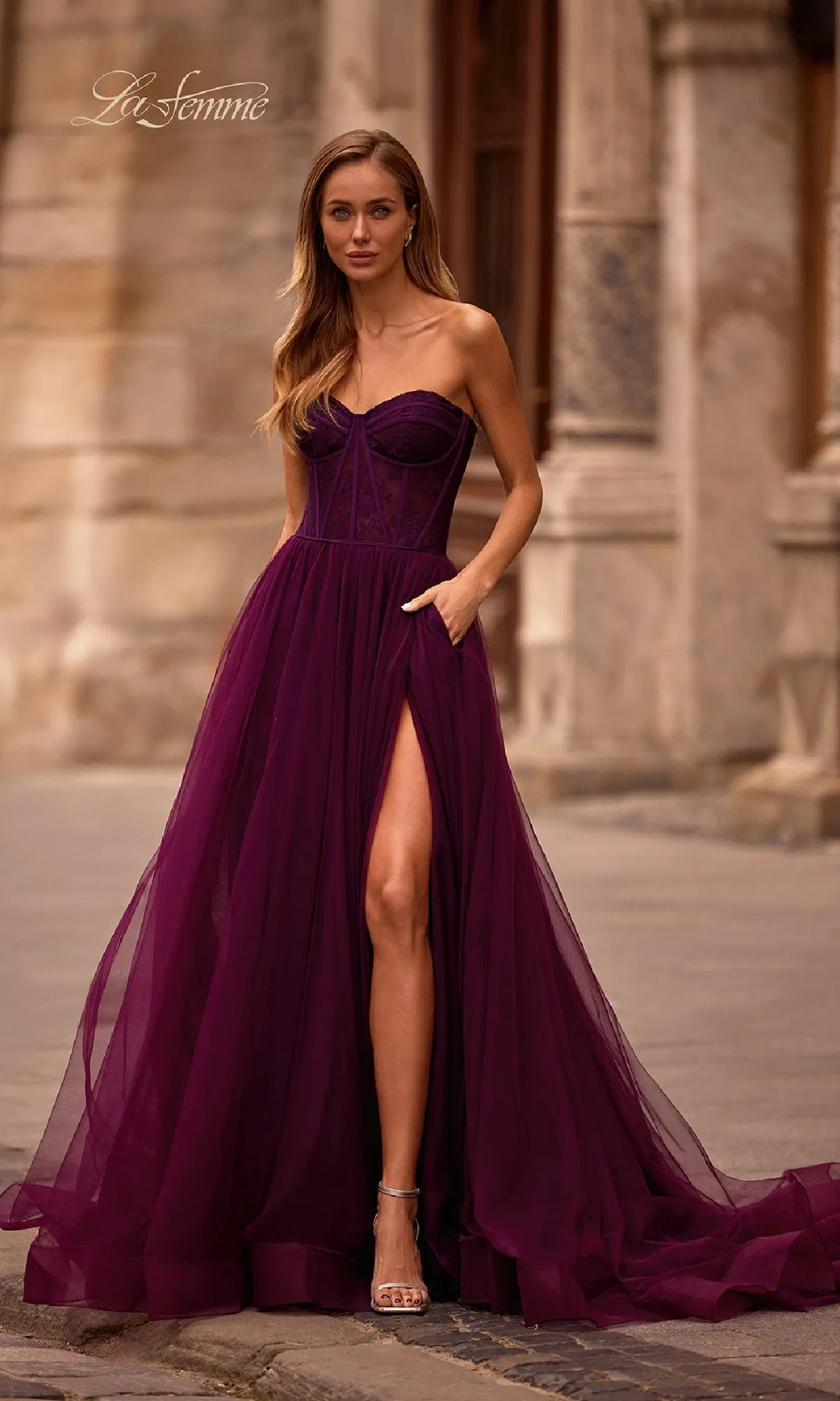 Strapless Long Prom Ball Gown: La Femme 32579 sold by PromGirl