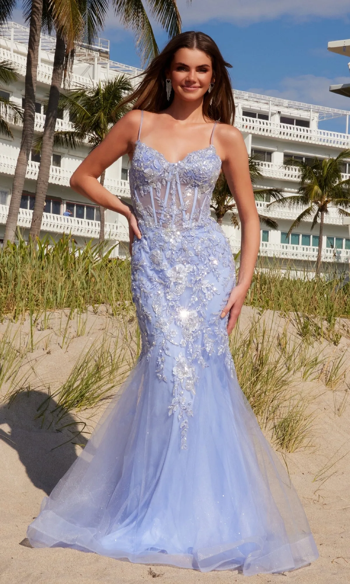 Long Embroidered Prom Dress: Nox Anabel Q1541 sold by PromGirl product image thumbnail 3
