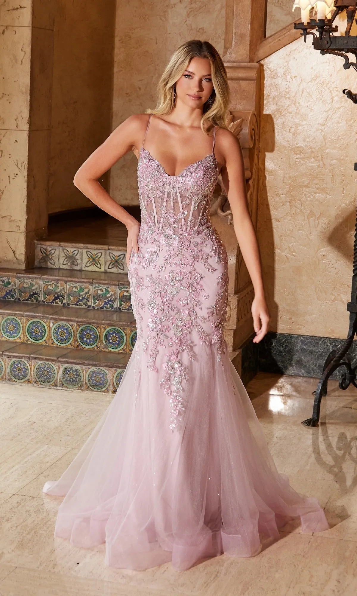 Long Embroidered Prom Dress: Nox Anabel Q1541 sold by PromGirl