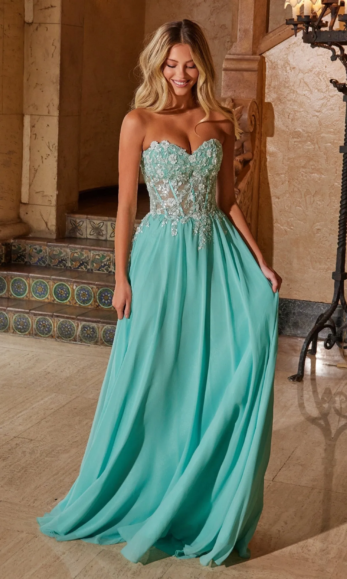 Strapless Sweetheart Prom Dress: Nox Anabel C1617 sold by PromGirl product image thumbnail 4