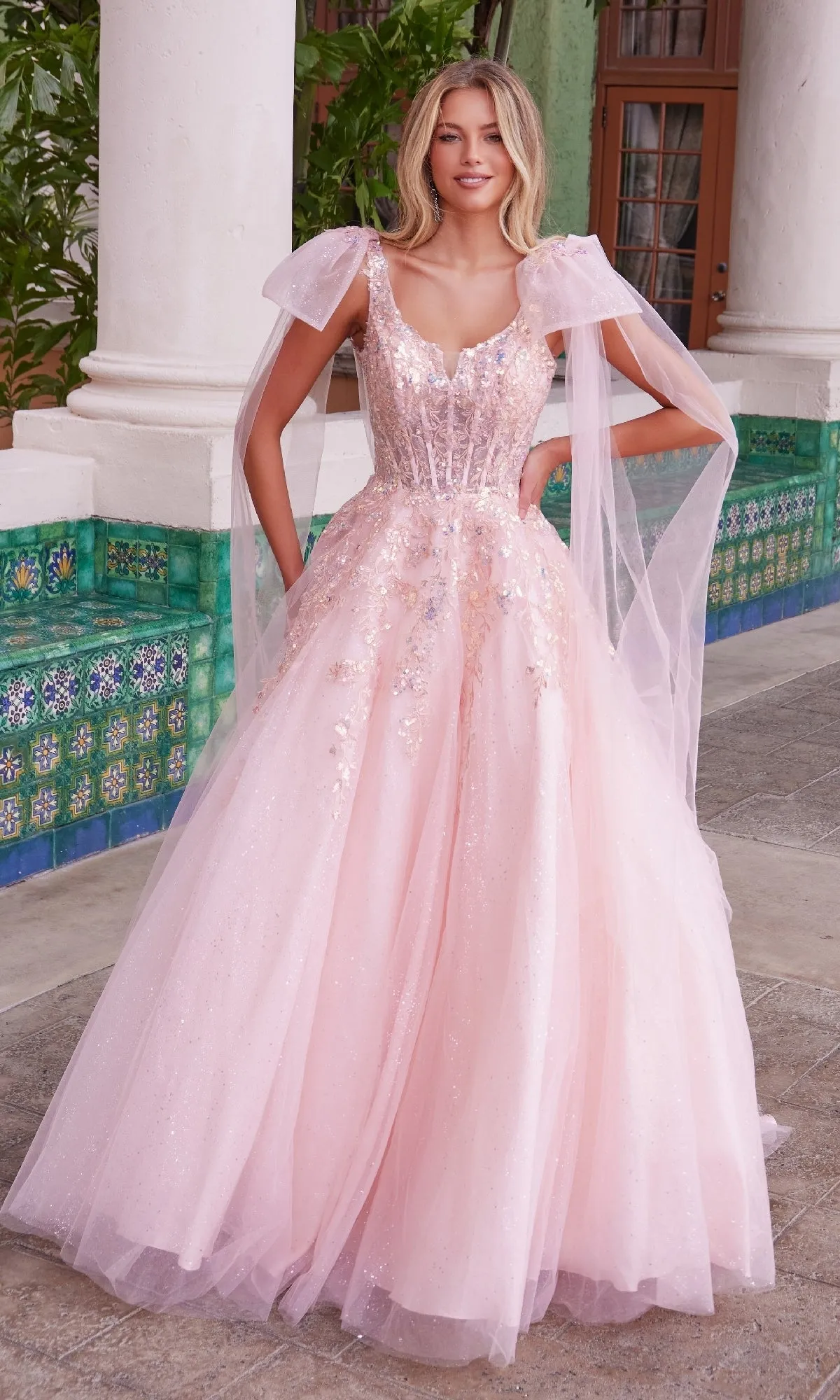 Shoulder-Bows Long Prom Dress: Nox Anabel H1680 sold by PromGirl product image thumbnail 5