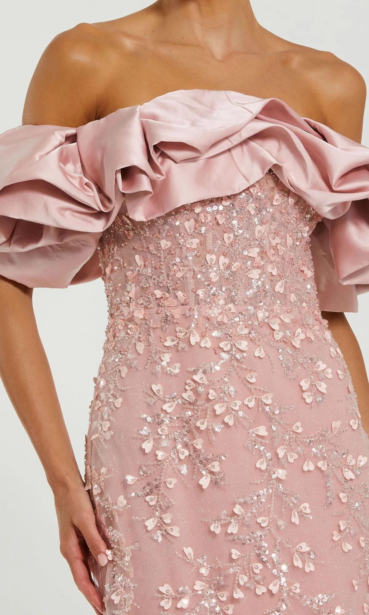 Long Rose Pink Beaded Prom Gown: Mac Duggal 21033 sold by PromGirl product image thumbnail 3