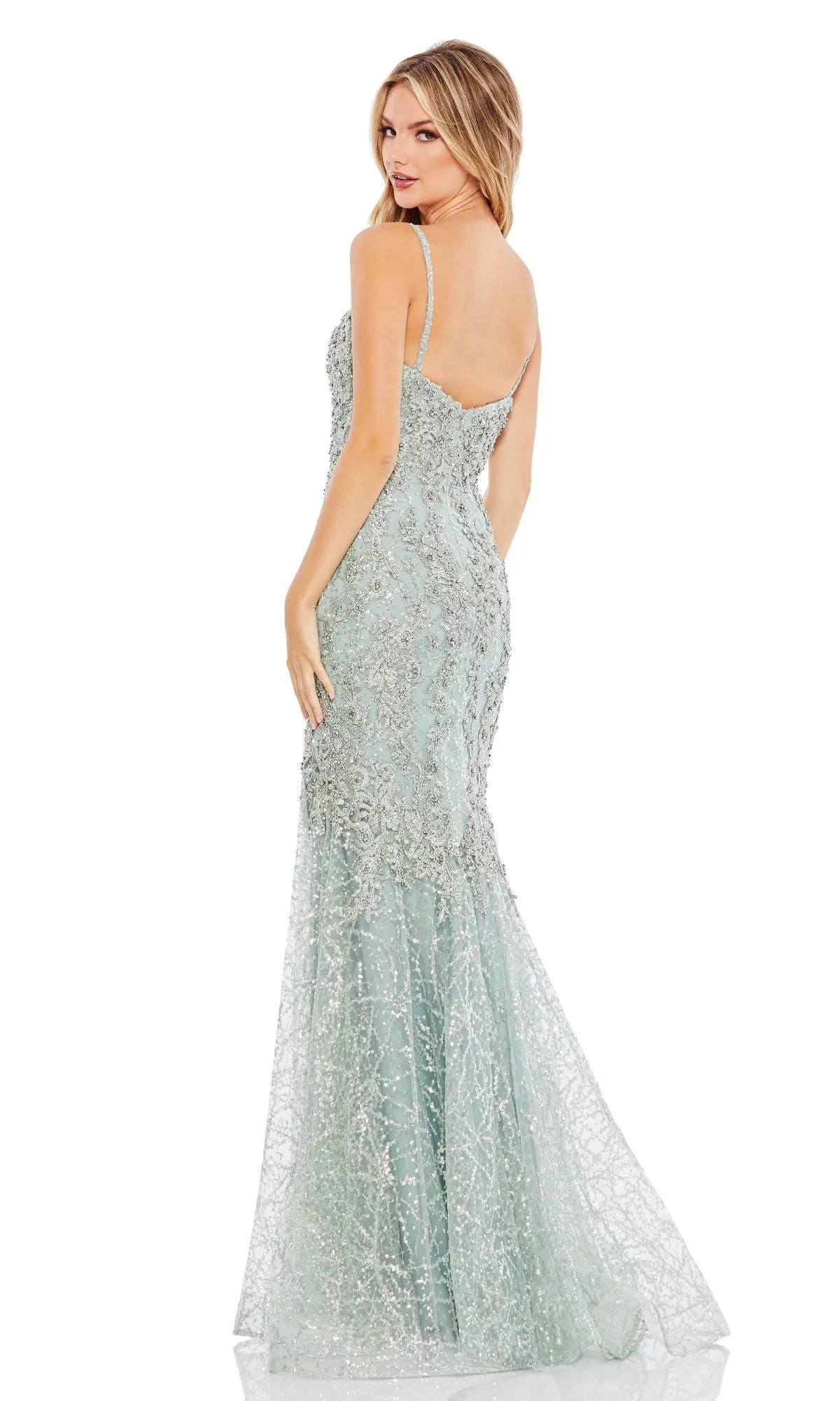 Mint Green Glitter Prom Gown: Mac Duggal A20242 sold by PromGirl product image thumbnail 2