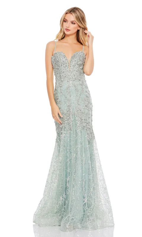 Mint Green Glitter Prom Gown: Mac Duggal A20242 sold by PromGirl