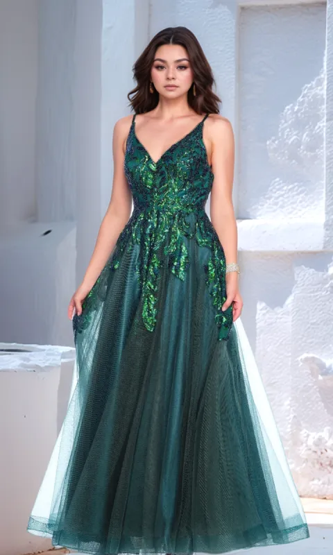 Emerald Green Prom Dress: Dave & Johnny 12064 sold by PromGirl