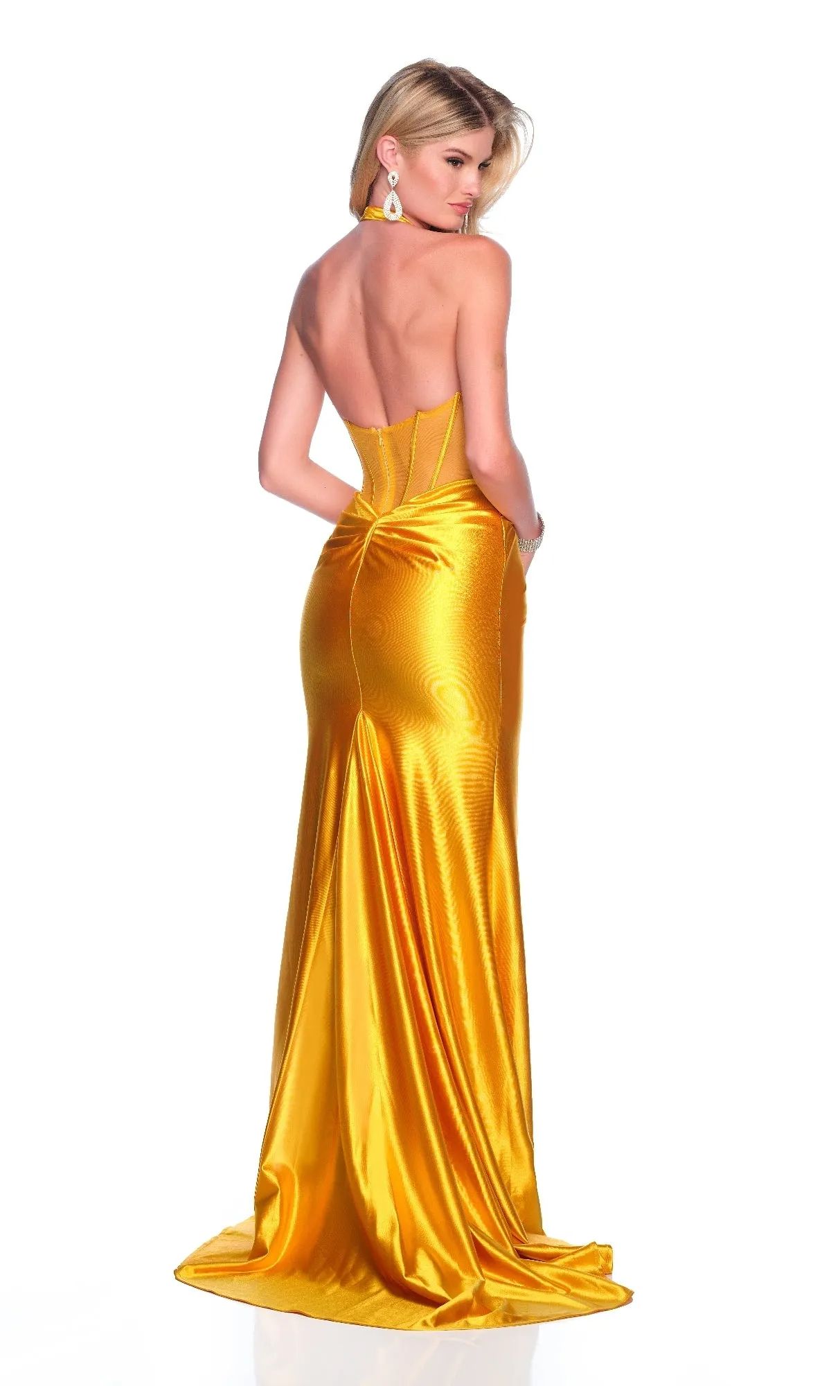 Long Yellow Prom Dress: Dave & Johnny 12133 sold by PromGirl product image thumbnail 2