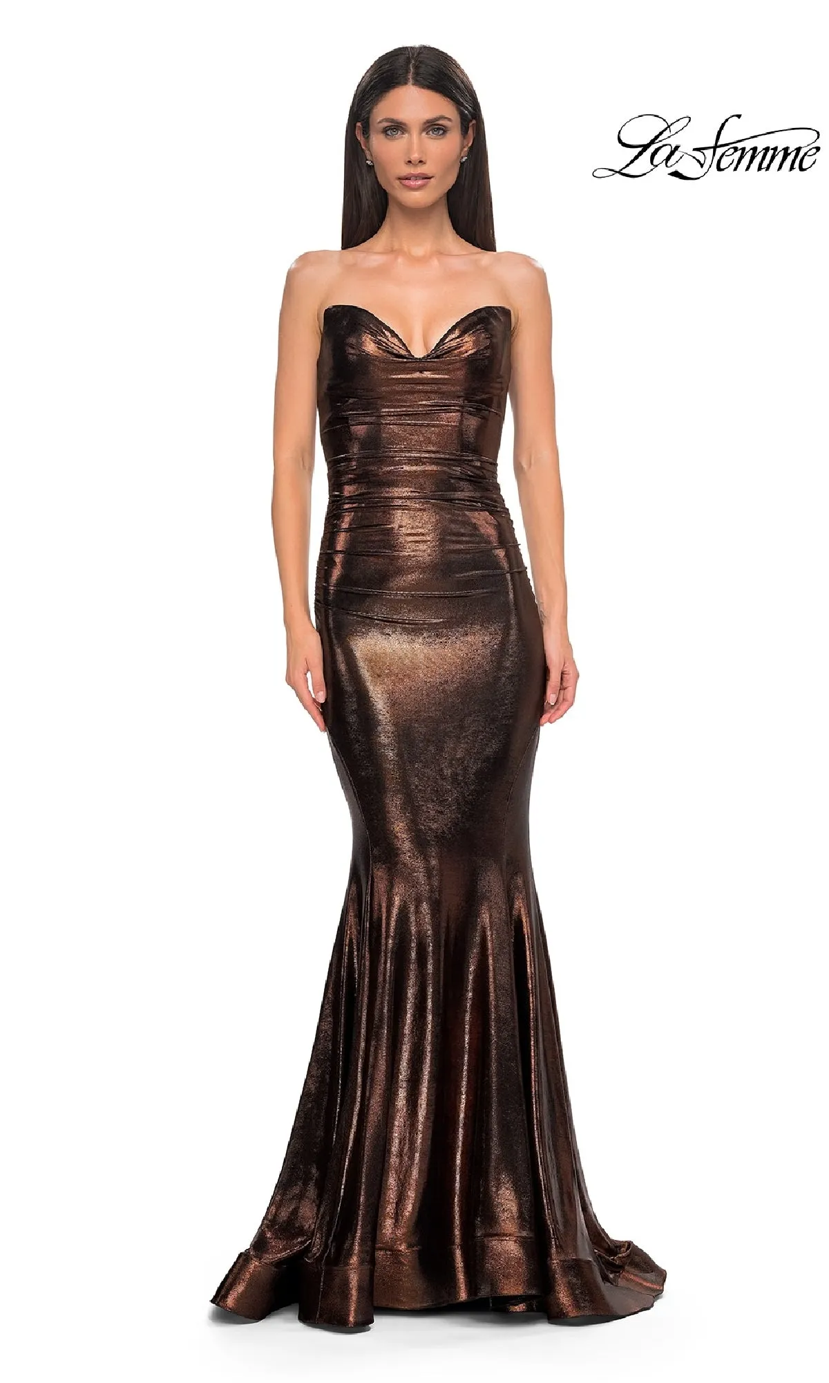 Strapless Long Metallic Prom Dress: La Femme 32995 sold by PromGirl product image thumbnail 4