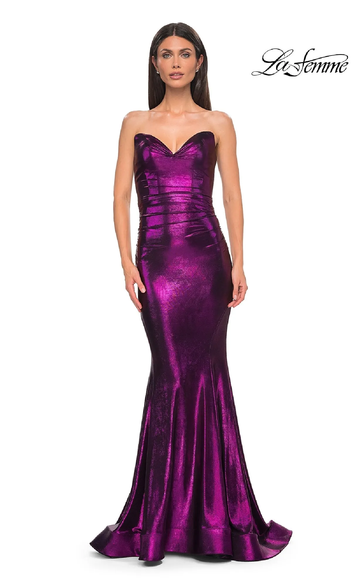 Strapless Long Metallic Prom Dress: La Femme 32995 sold by PromGirl product image thumbnail 3