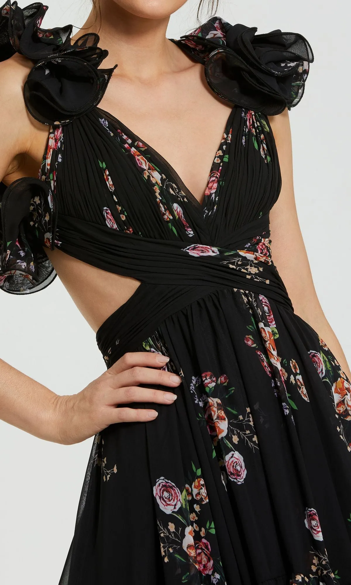 Cut-Out Black Print Formal Dress: Mac Duggal 56054 sold by PromGirl product image thumbnail 3
