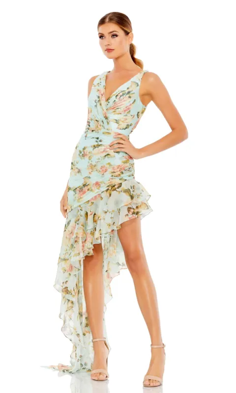 Floral Wedding Guest Dress: Mac Duggal 49144 sold by PromGirl