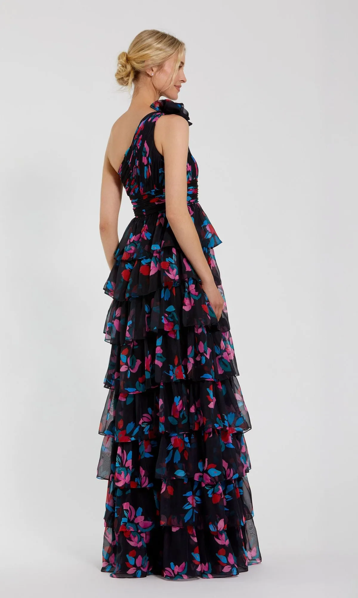 Long Print Ruffled Formal Dress: Mac Duggal 56120 sold by PromGirl product image thumbnail 2