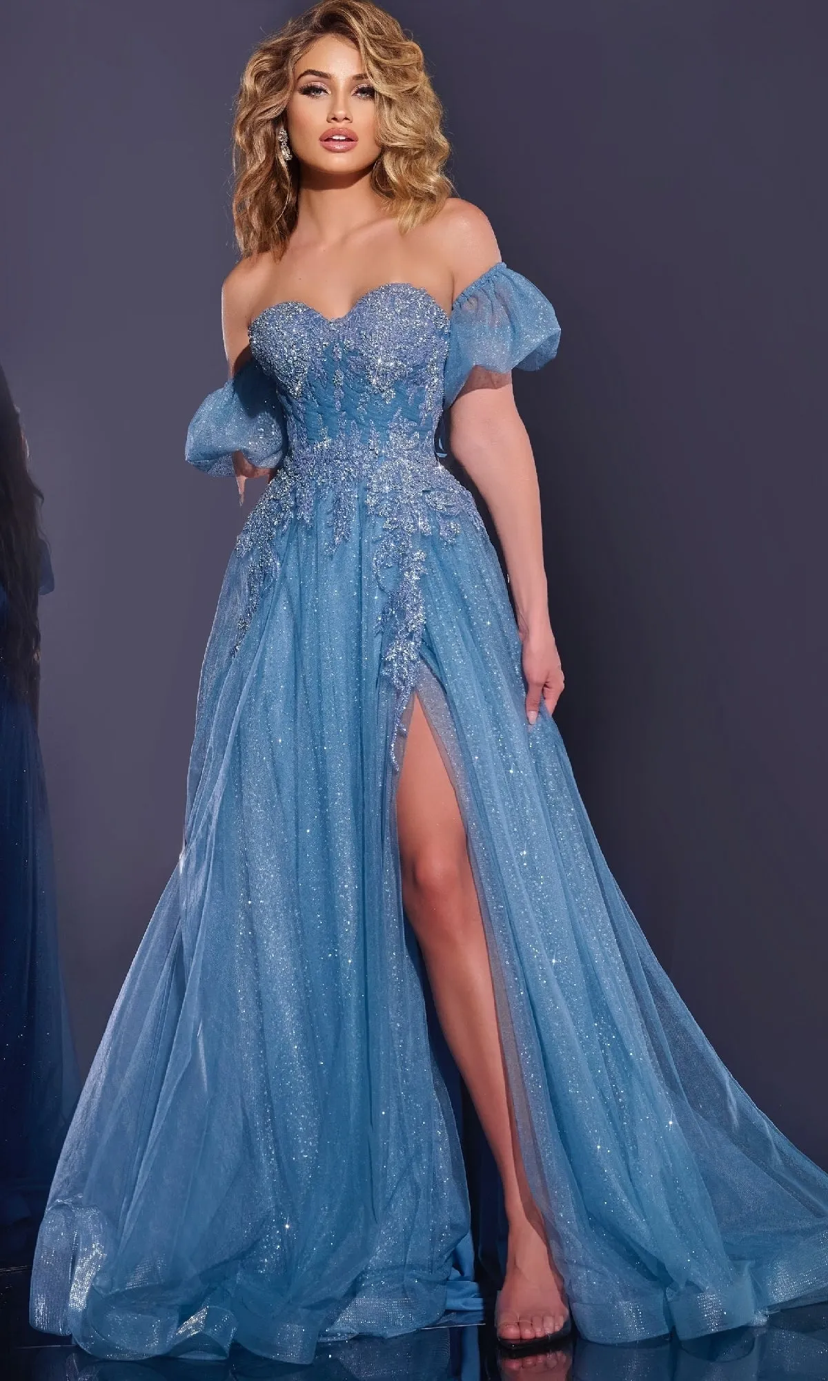 Long Blue Prom Dress: Jovani 40474 sold by PromGirl product image thumbnail 5