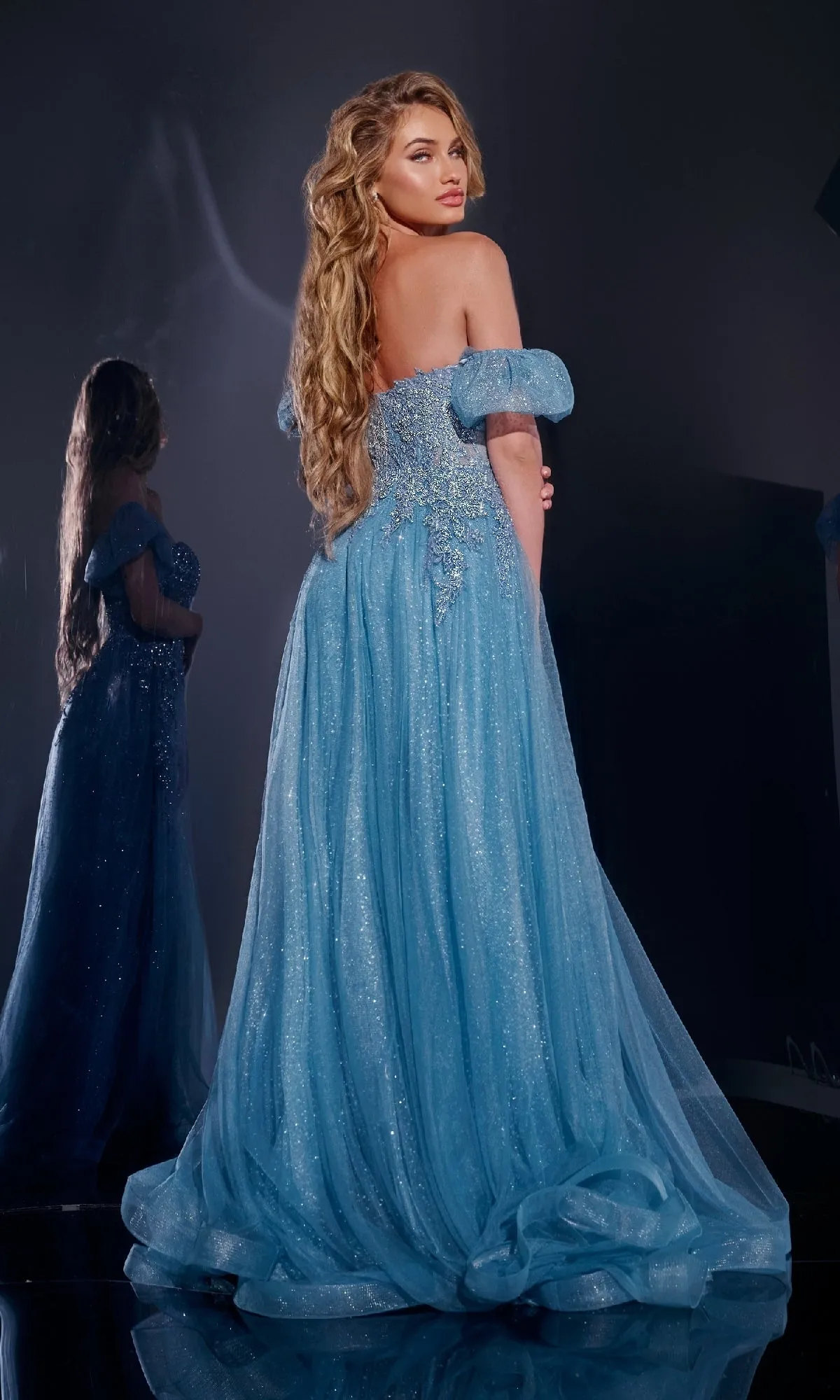 Long Blue Prom Dress: Jovani 40474 sold by PromGirl product image thumbnail 2