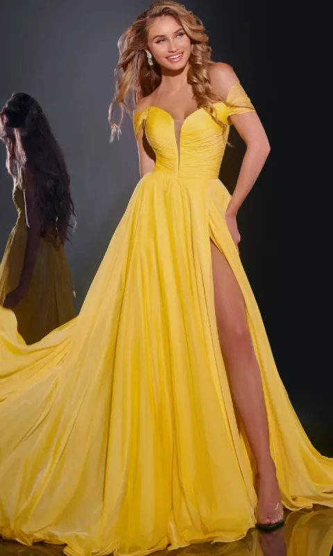 Long Chiffon A-Line Prom Dress: Jovani 43842 sold by PromGirl