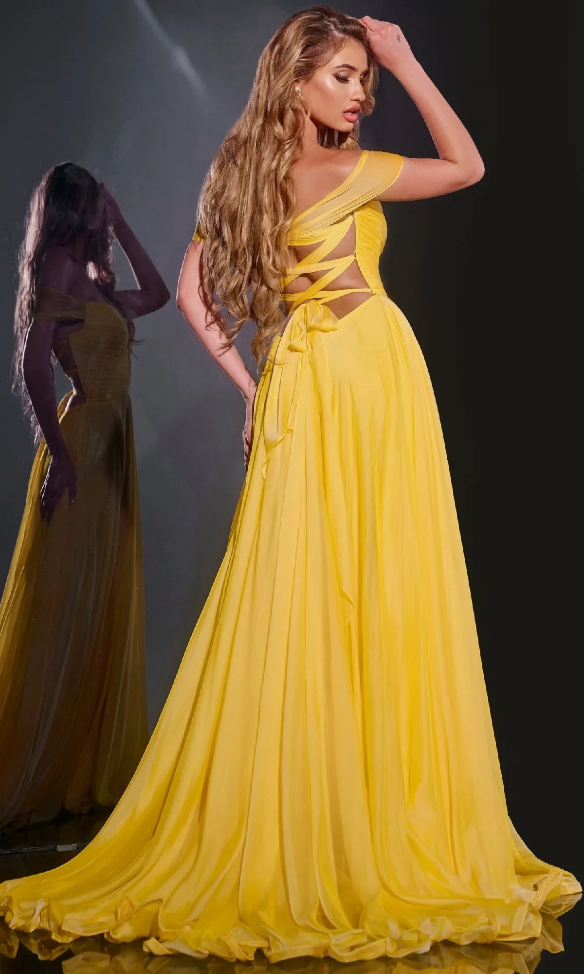 Long Chiffon A-Line Prom Dress: Jovani 43842 sold by PromGirl product image thumbnail 2