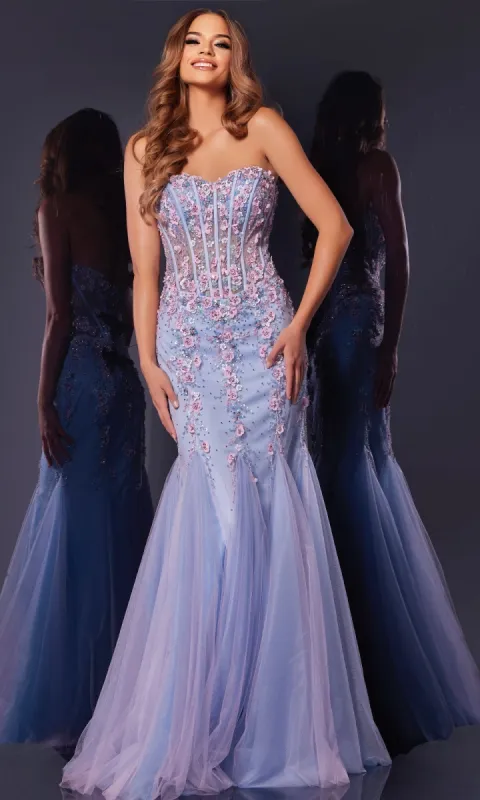 Strapless Long Mermaid Prom Dress: Jovani 44211 sold by PromGirl