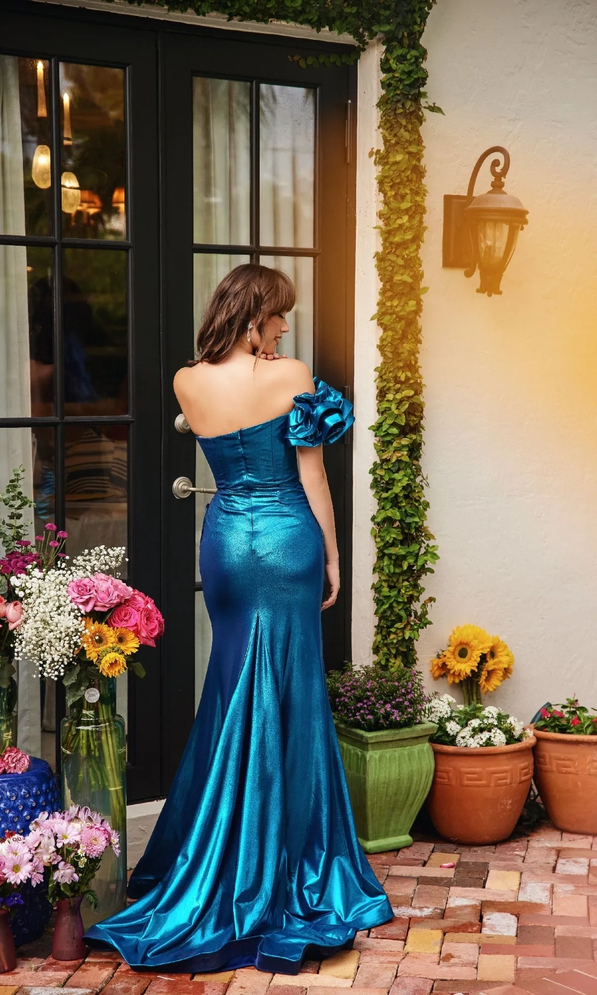 Long Ruffle Metallic Prom Dress: Ava Presley 40082 sold by PromGirl product image thumbnail 2