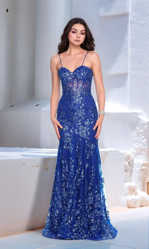Long Royal Blue Prom Dress: Dave & Johnny 12144 sold by PromGirl