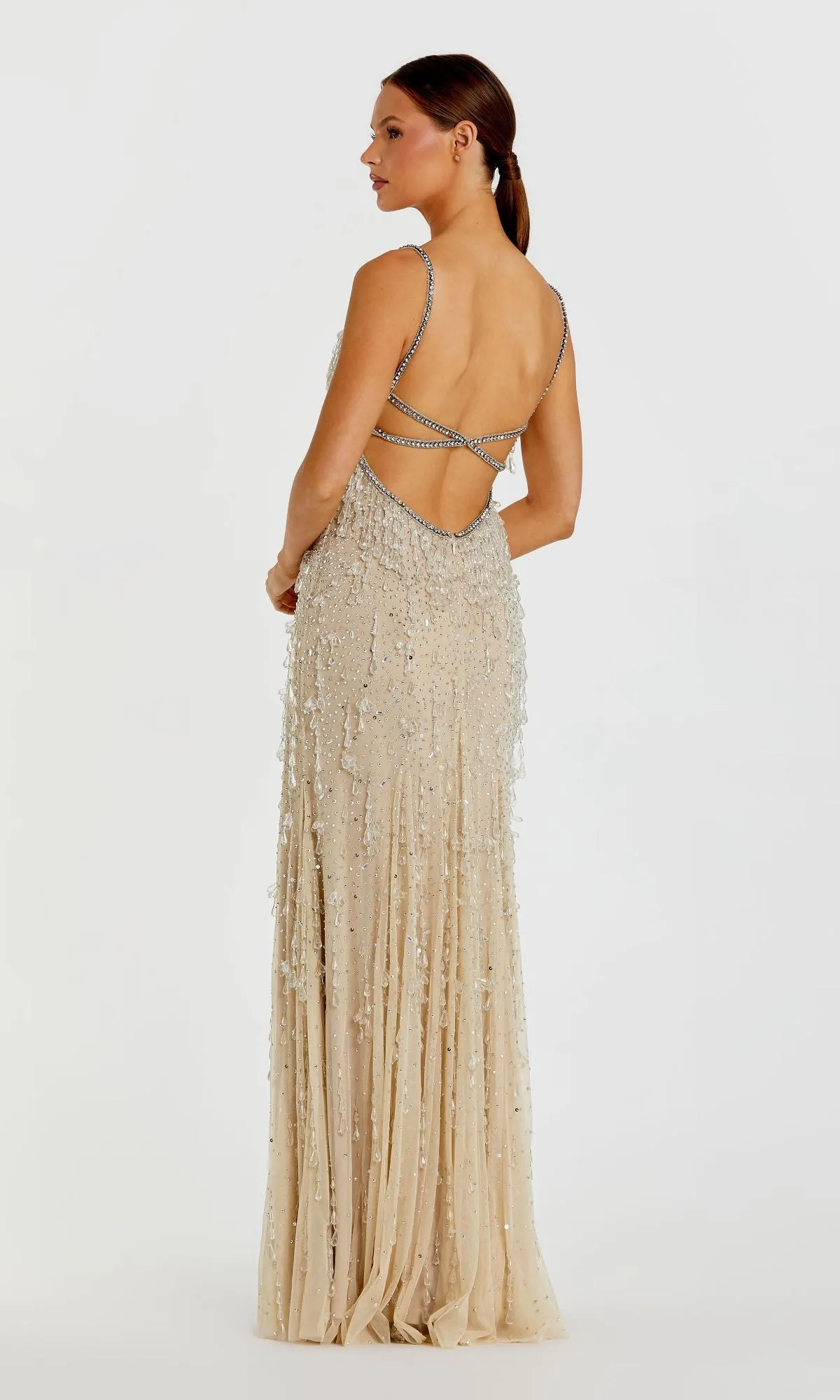 Fringed Long Nude Formal Dress: Mac Duggal 10101 sold by PromGirl product image thumbnail 2