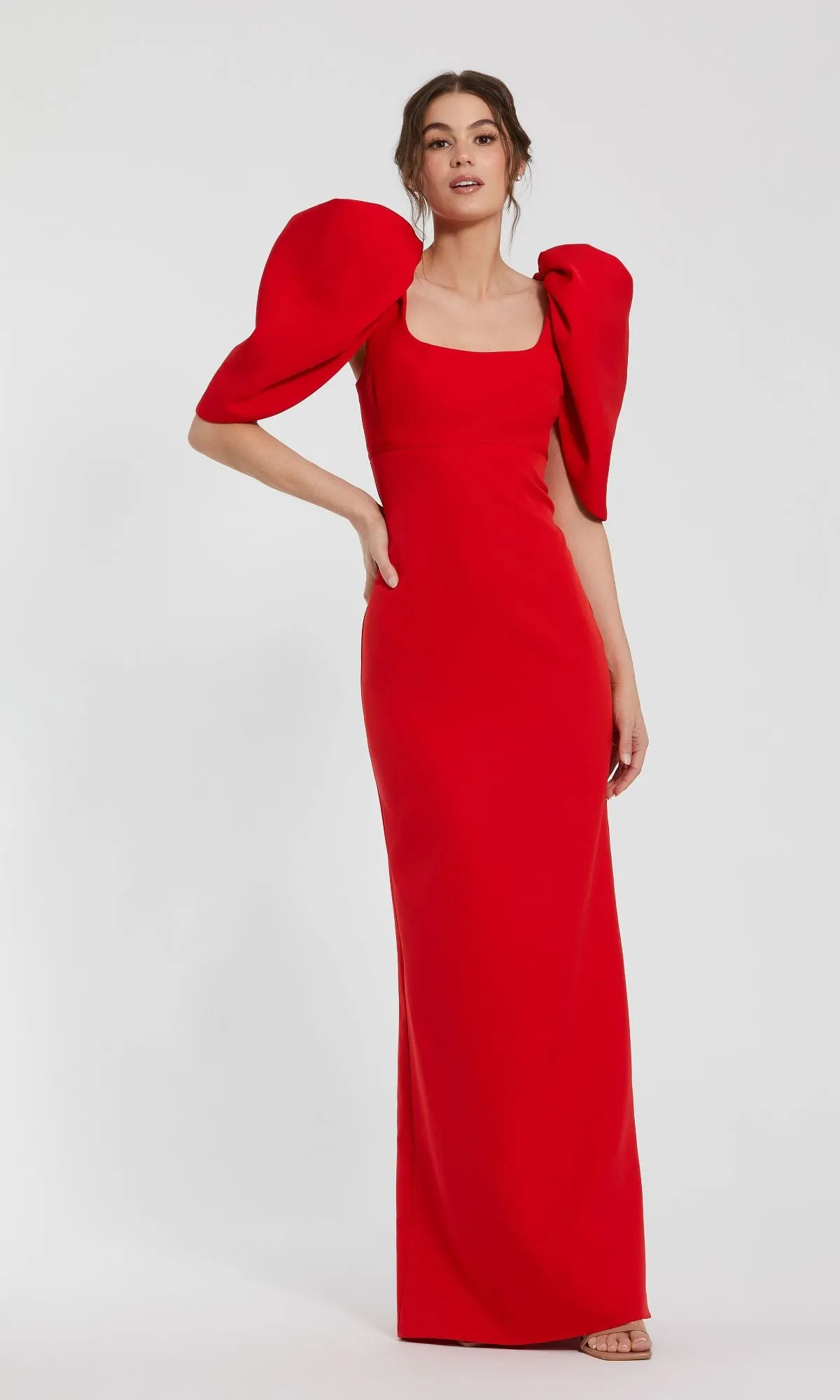 Puff-Sleeve Long Formal Dress: Mac Duggal 27534 sold by PromGirl
