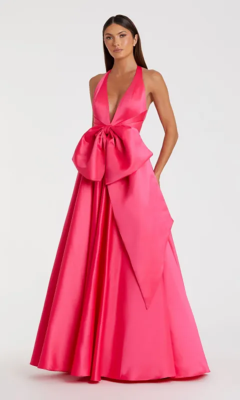 Hot Pink Long Halter Prom Dress: Mac Duggal 11890 sold by PromGirl