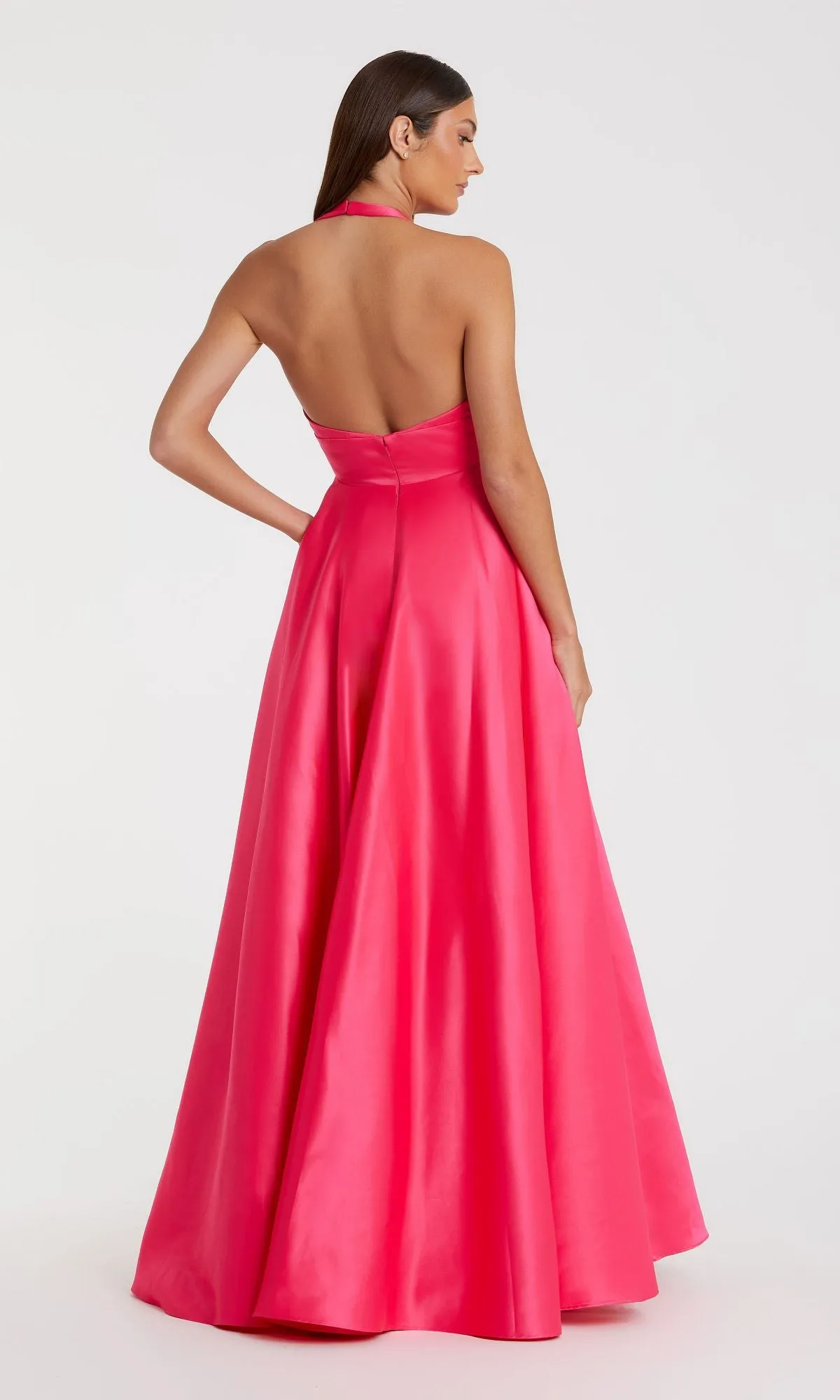 Hot Pink Long Halter Prom Dress: Mac Duggal 11890 sold by PromGirl product image thumbnail 2
