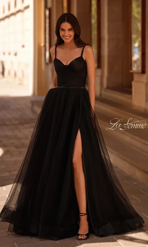 Beaded-Waist Long Prom Ball Gown: La Femme 32956 sold by PromGirl