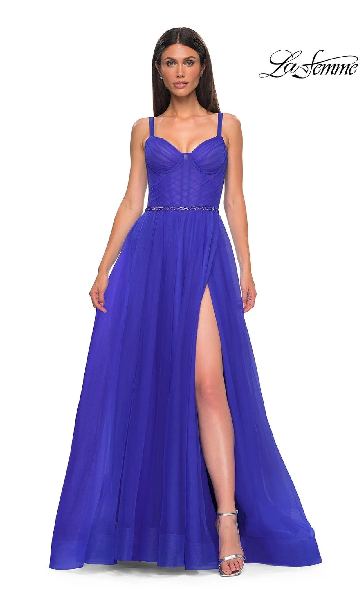 Beaded-Waist Long Prom Ball Gown: La Femme 32956 sold by PromGirl product image thumbnail 3
