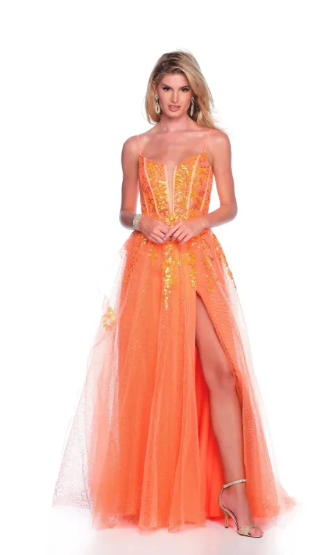 Long Orange Prom Dress: Dave and Johnny 12008 made by PromGirl