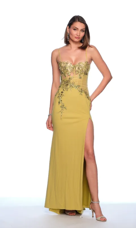 Lime Green Prom Dress: Dave and Johnny 12018 sold by PromGirl