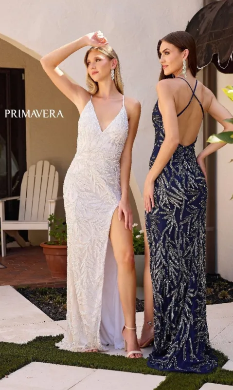 Backless Long Sequin Prom Dress: Primavera 4332 sold by PromGirl