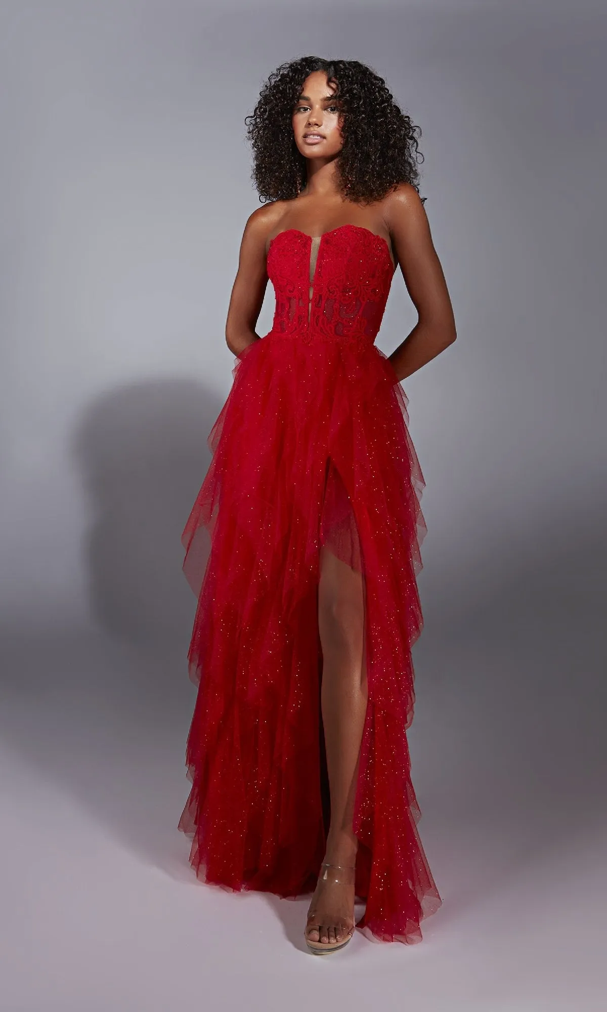 A-Line Glitter Prom Dress: Aerie Couture 356 sold by PromGirl product image thumbnail 4