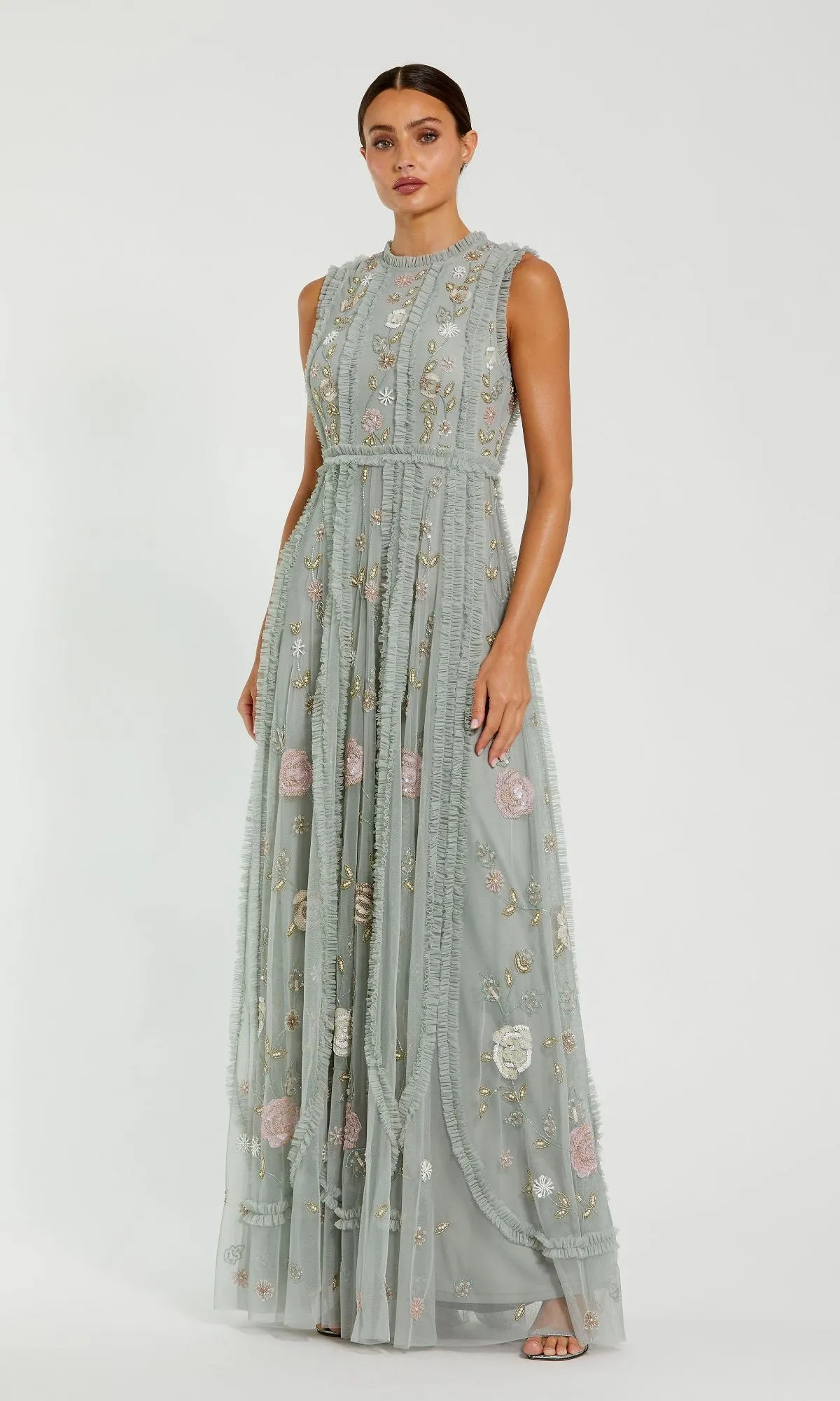 Sleeveless Long Sage Formal Dress: Mac Duggal 9360 sold by PromGirl