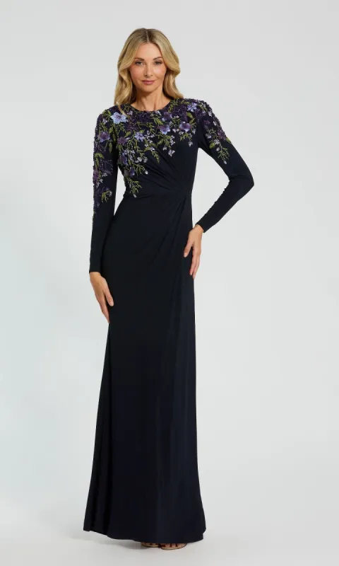 Long Sleeve Blue Formal Dress: Mac Duggal 11806 sold by PromGirl