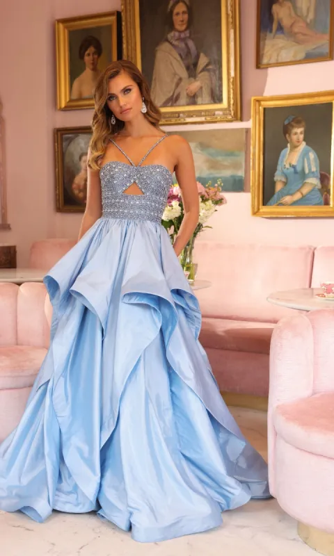 Horsehair-Hem Prom Ball Gown: Ava Presley 40054 sold by PromGirl