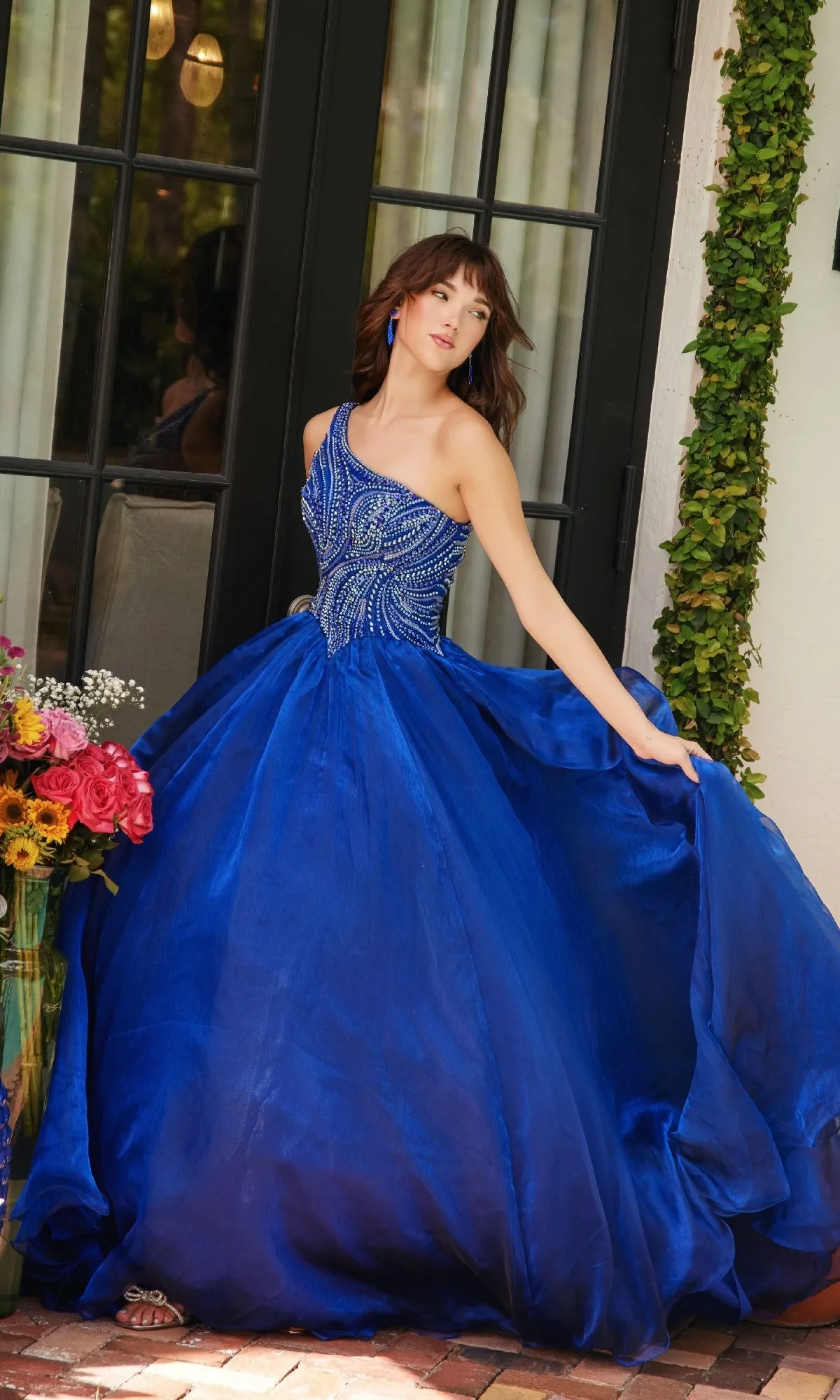 One-Shoulder Prom Ball Gown: Ava Presley 29258 sold by PromGirl