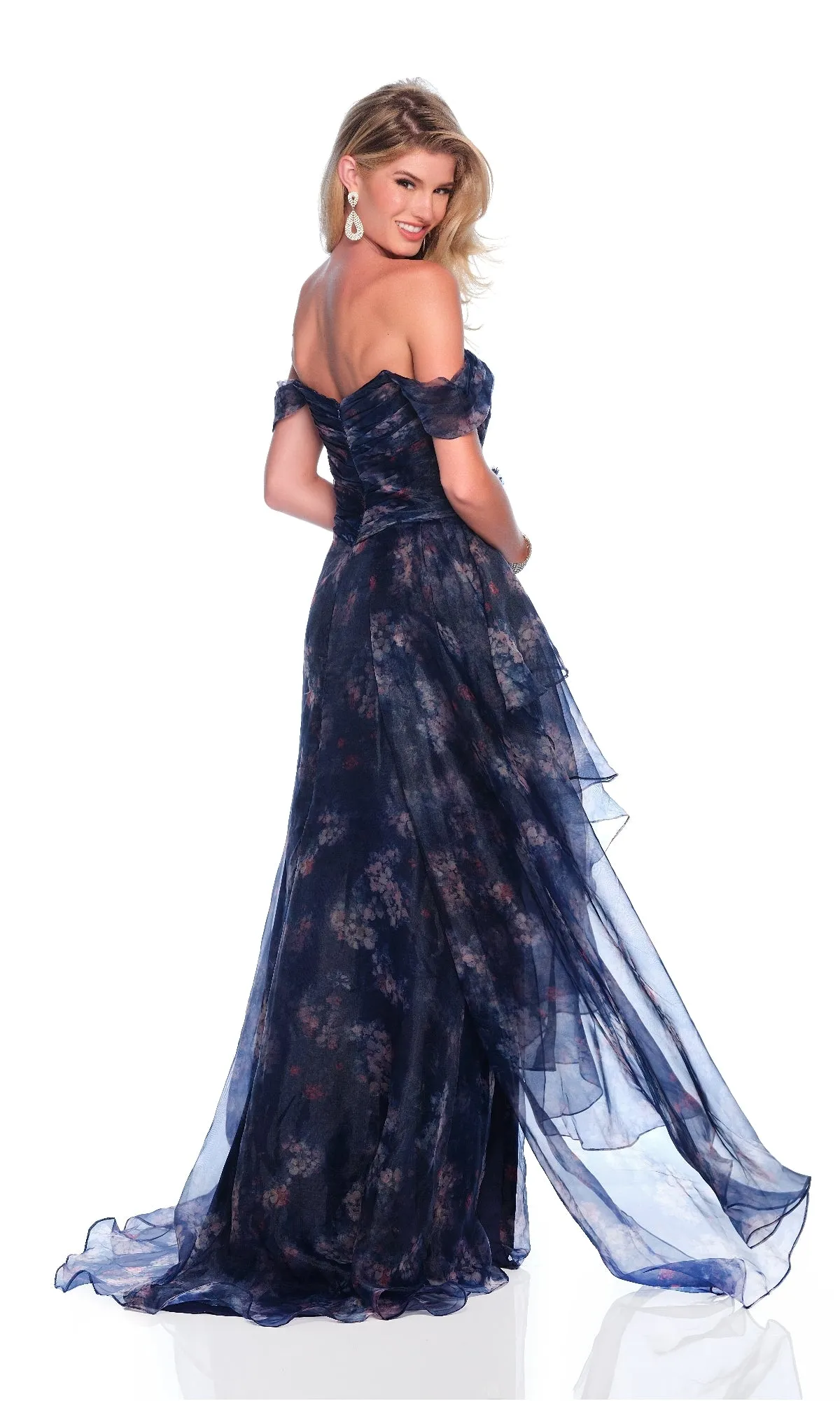 Navy Floral Prom Dress: Dave & Johnny 12336 sold by PromGirl product image thumbnail 2