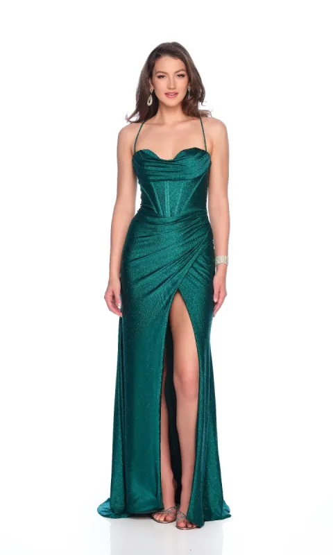 Emerald Green Prom Dress: Dave & Johnny 12241 sold by PromGirl