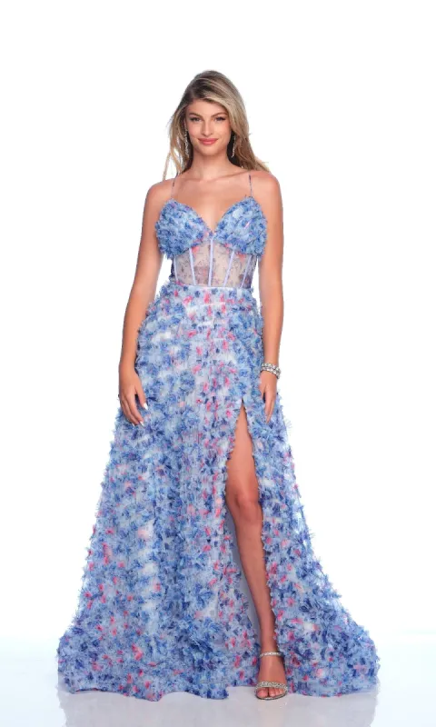 Mini-Ruffle Print Prom Dress: Dave & Johnny 12140 sold by PromGirl