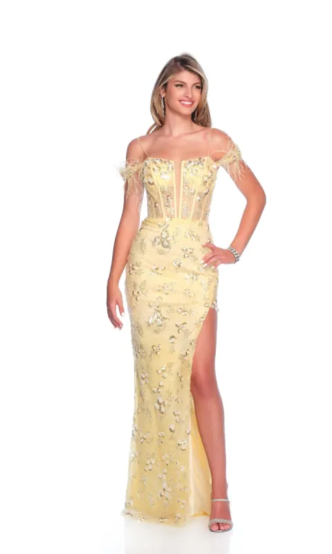 Pastel Yellow Prom Dress: Dave & Johnny 12095 sold by PromGirl
