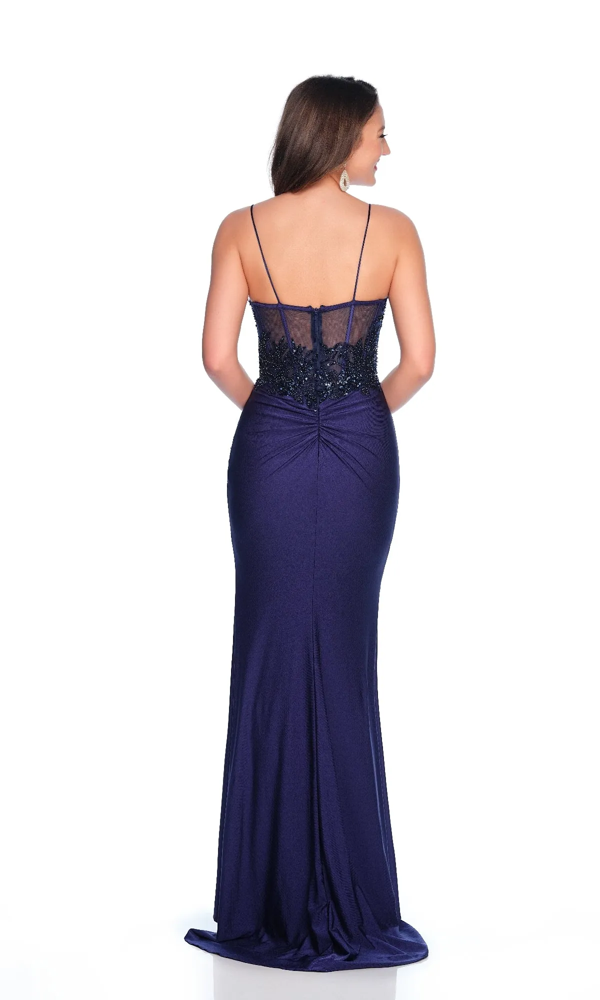 Long Navy Blue Prom Dress: Dave & Johnny 12255 sold by PromGirl product image thumbnail 2