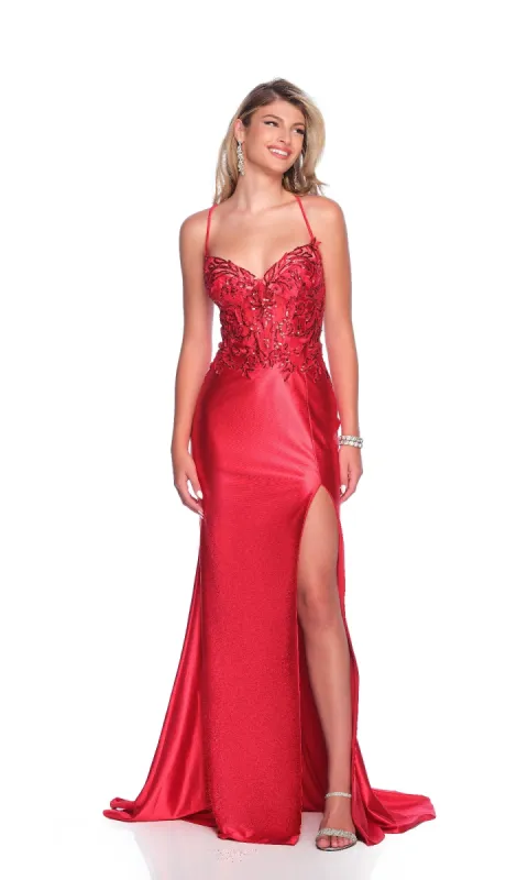 Long Red Prom Dress: Dave & Johnny 12242 sold by PromGirl