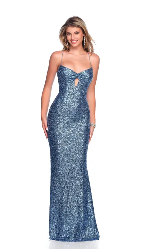 Blue Sequin Prom Dress: Dave and Johnny 12080 sold by PromGirl