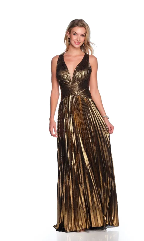 Long Gold Prom Dress: Dave and Johnny 12050 sold by PromGirl