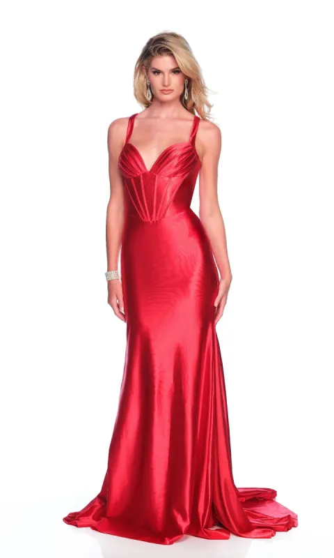 Red Corset Prom Dress: Dave and Johnny 12049 sold by PromGirl